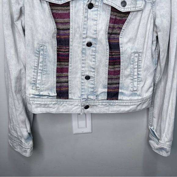 Free People Baja Jacket Distressed Cropped Size 12 Denim Casual - Picture 4 of 16